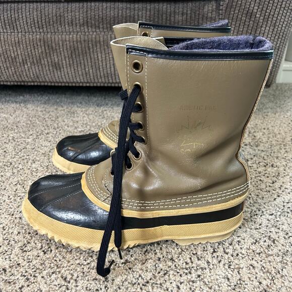 Sorel Mens Duck Boots Size 8 Winter Snow Wool Lined Insulated Outdoor Waterproof - Picture 1 of 8